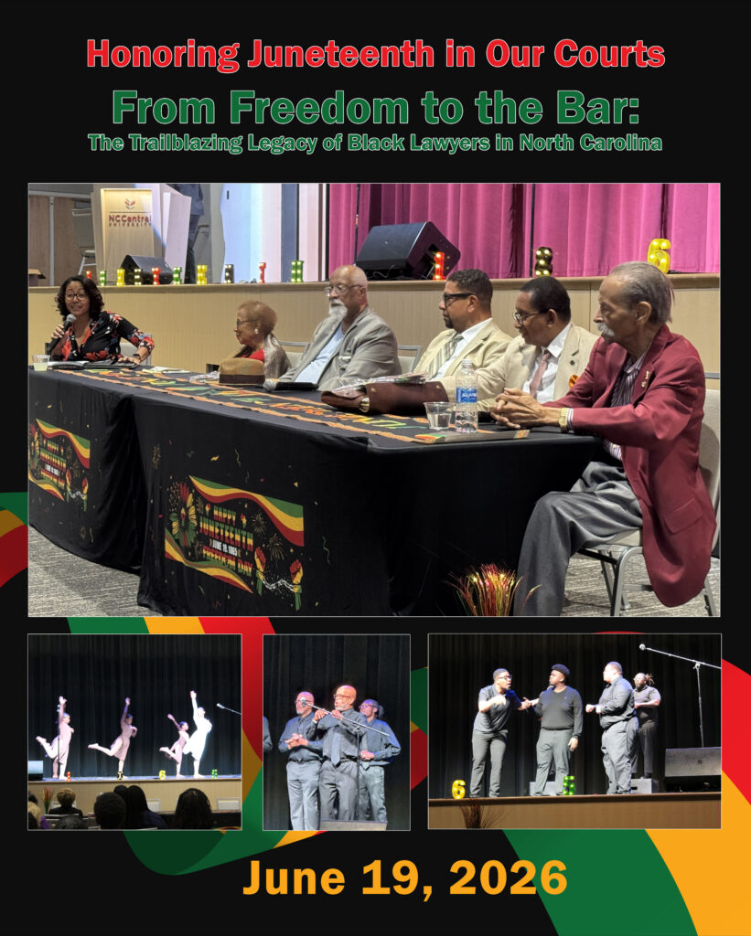 Collage of photos from the Juneteenth event includes the panel, dancers, singers and dramatic performers